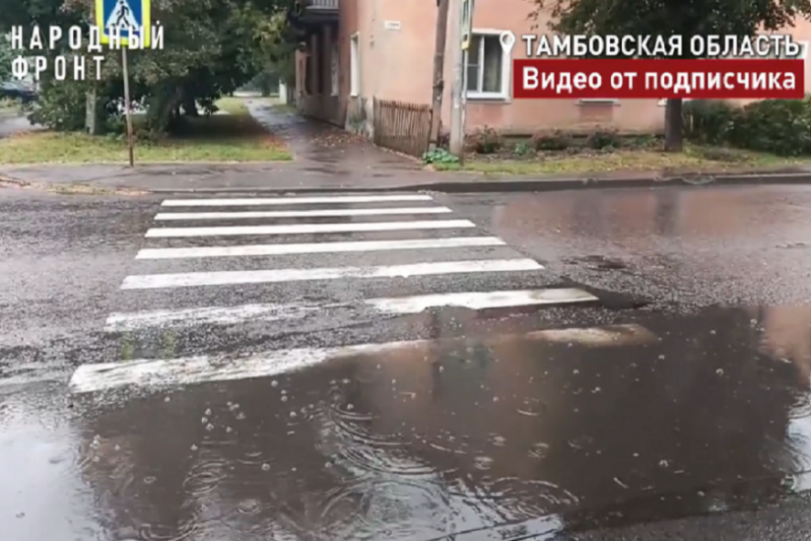 Тамбовчане пожаловались на глубокую яму на пешеходном переходе