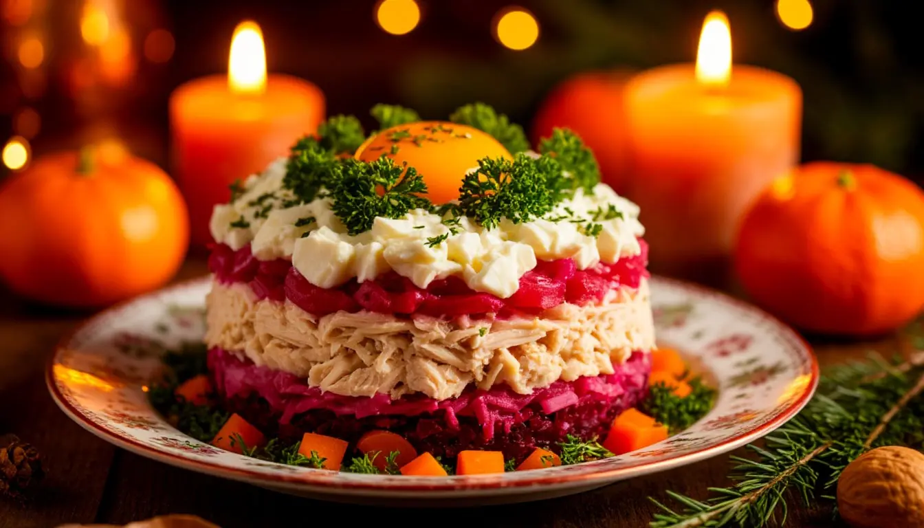«Курица под шубой» — вкусная альтернатива традиционной селедке на Новый год