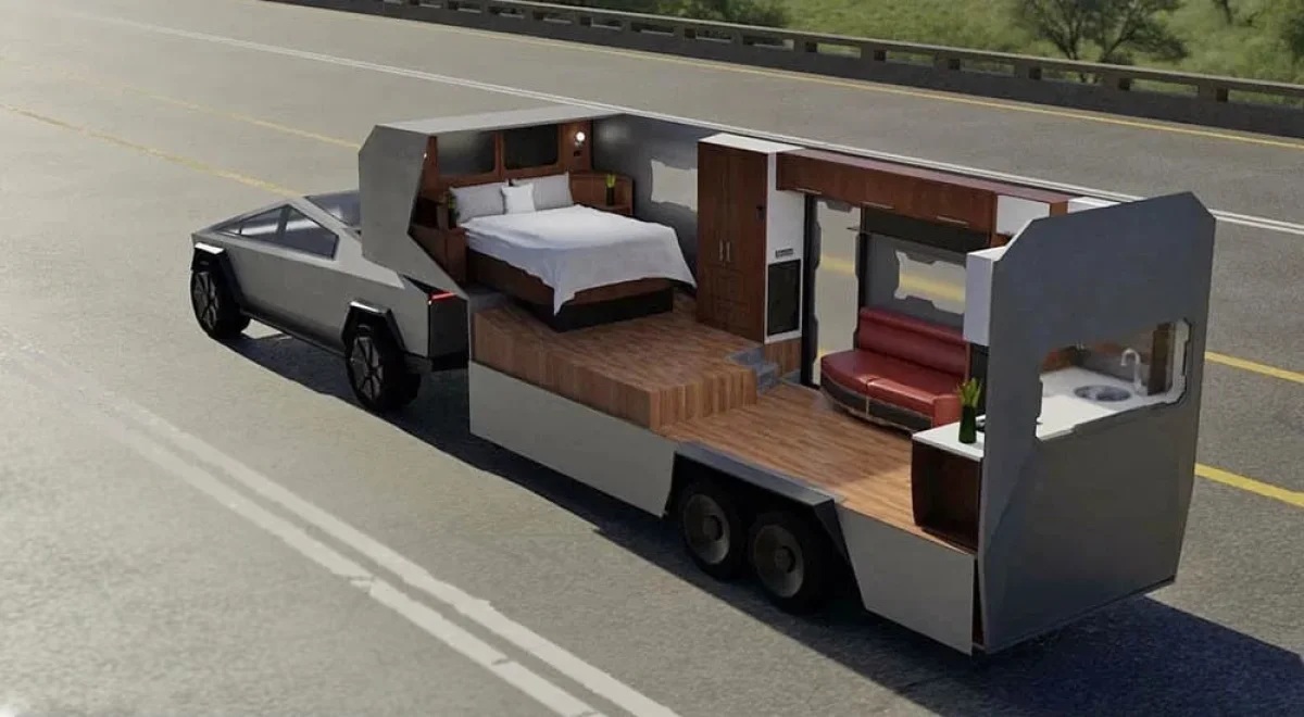 Глэмпинг на колесах — Tesla показала инновационный прицеп для Cybertruck