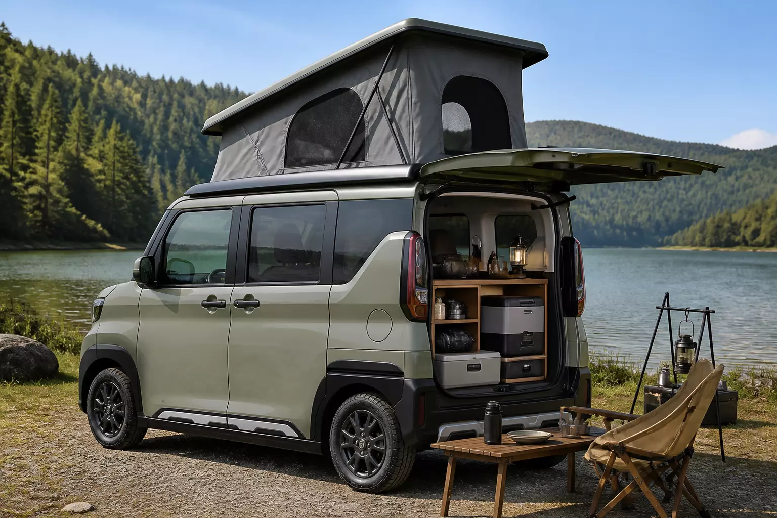 Mitsubishi преобразила Delica Mini в компактный кемпер с удобной подъемной крышей для путешествий