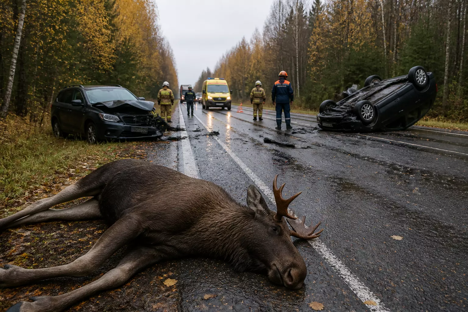 Под Иссадом столкновение с лосем привело к травмам двух человек — что произошло на дороге
