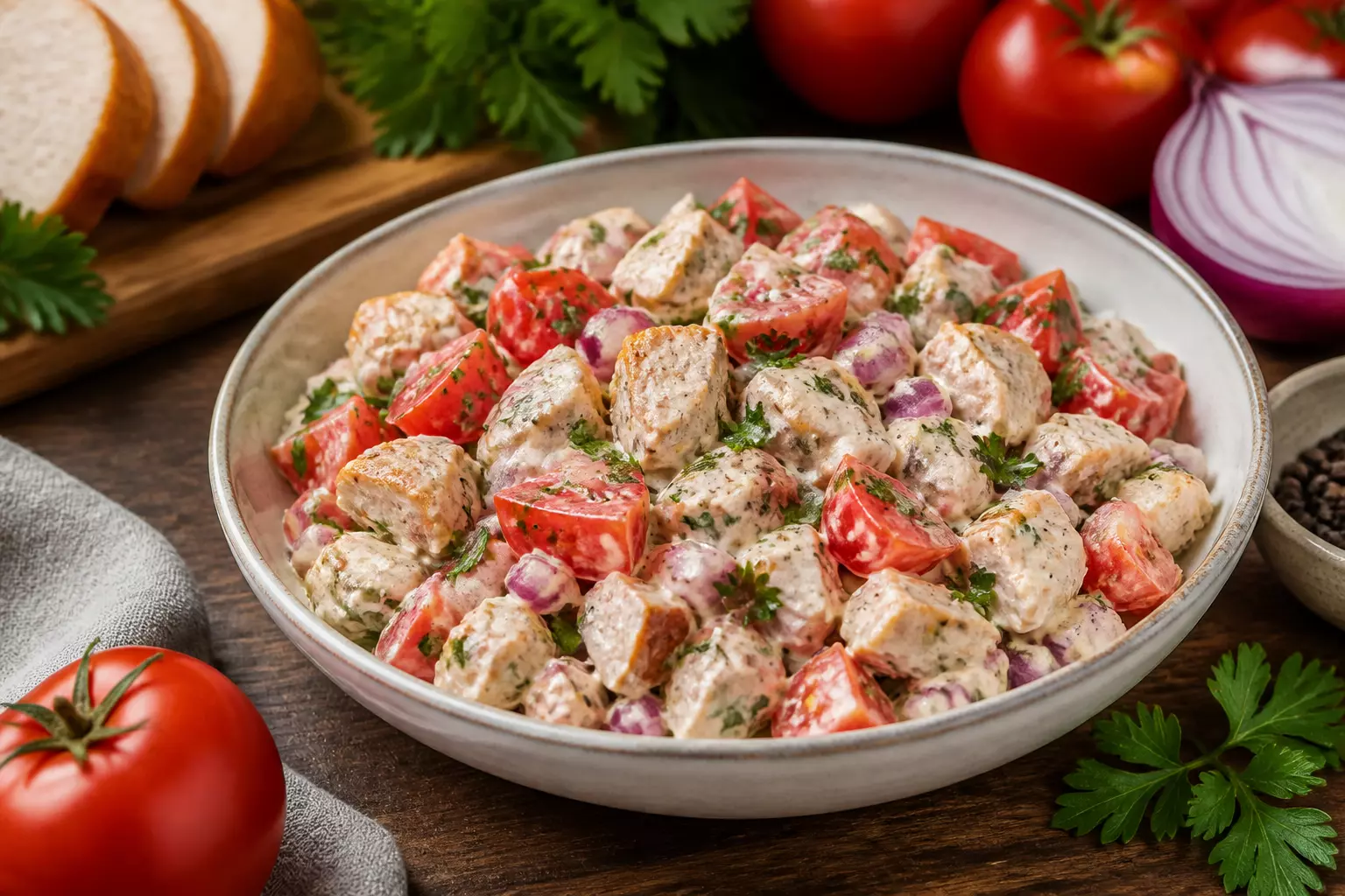 Салат «Алина»: идеальное решение для быстрого и вкусного ужина с курицей и помидорами