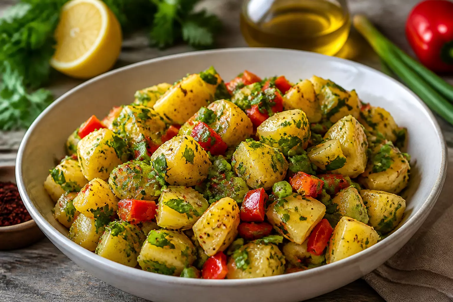 Откройте для себя новый вкус: как приготовить турецкий «Пататес салатасы» с лимоном и зеленью